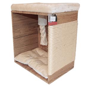 Когтеточка-пуфик 50х35х60 см, бежевый