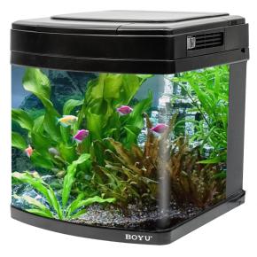 Аквариум Boyu Happy Family HS-45A панорамный, 65 л, с фильтром, УФ-стерилизатором и освещением, черный
