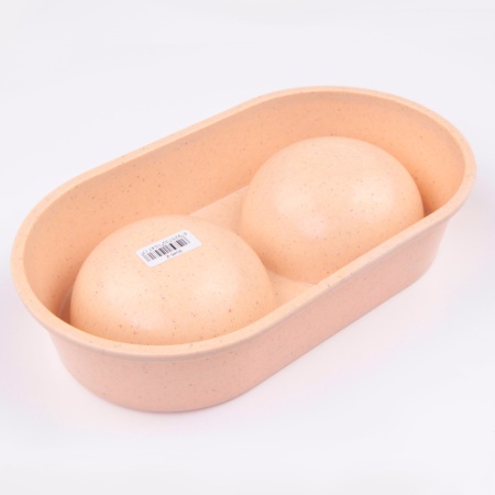 Миска двойная, 26.5x15х5.5 см, 290+290 мл, бежевый