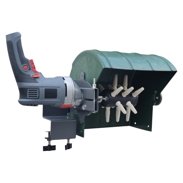 Перосъёмная насадка ощипыватель для перепелов HobbyFarm EU PROFI Birds Desk настольная на дрель (белая)