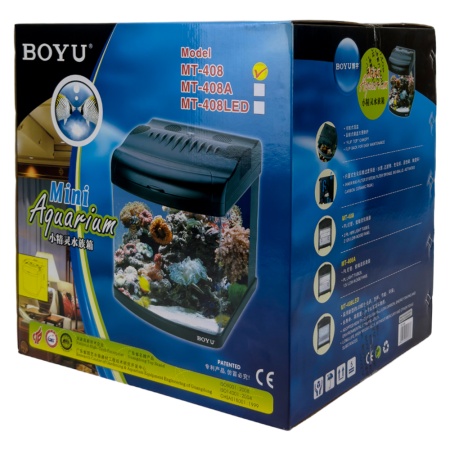 Аквариум Boyu Mini MT-408, 32 л, с фильтром, 2 LED лампы, серый