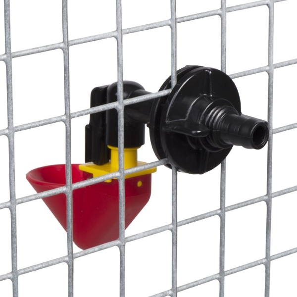 Поилка чашечная для мелкой птицы, пластик, с креплением на сетку