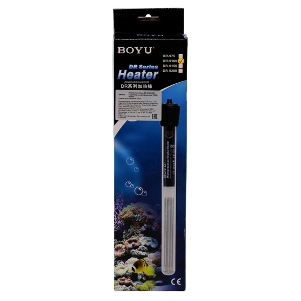Нагреватель для аквариума Boyu DR-9100 с терморегулятором, LED индикатором и дисплеем, 100 Вт на 90-130 л