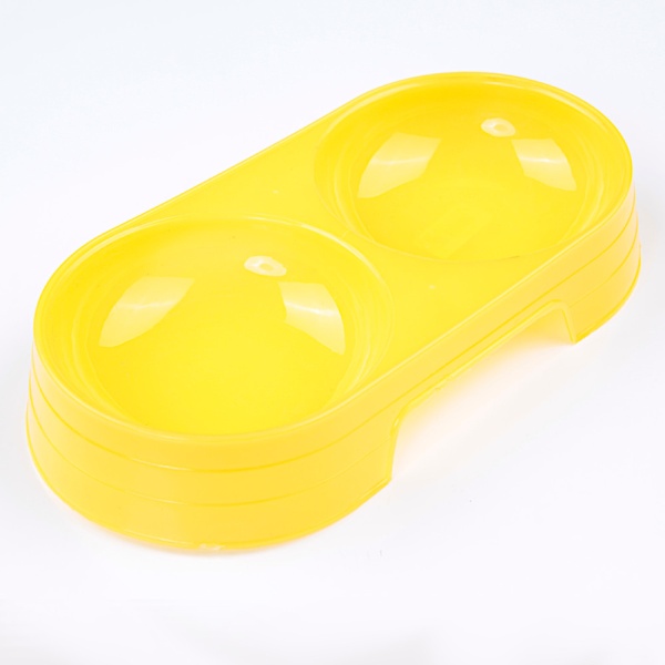 Миска двойная, 22x23.5x3.8 см, 200+200 мл, желтый