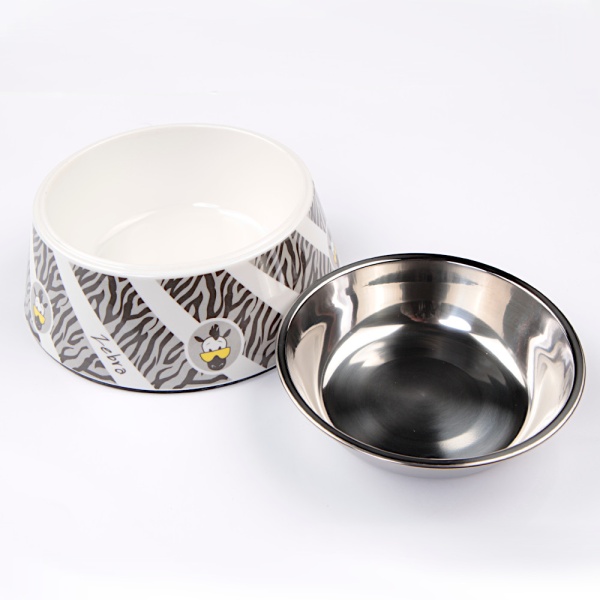 Миска для животных со стальной вставкой, 17.5x17.5x6.6 см, 340 мл, черный