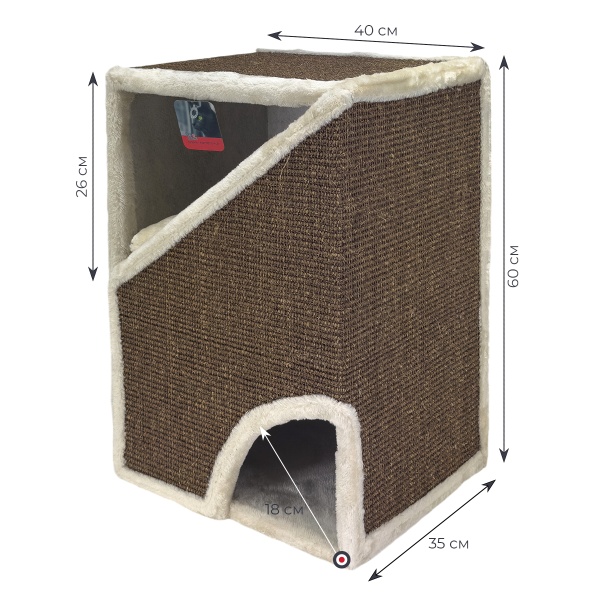 Когтеточка-домик Pet Choice, 40х35х60 см, коричневый, с подушкой