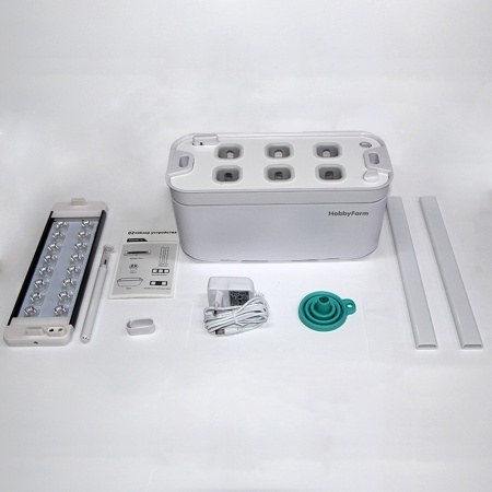 Гидропонная установка HobbyFarm Mini DQ6200-LB-6, домашний умный смарт сад, 6 ячеек, с фитолампой