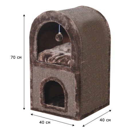 Когтеточка-домик 40х40х70 см, коричневый