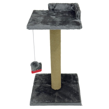 Когтеточка-лежак 35х35х60 см, c игрушкой, темно-серый