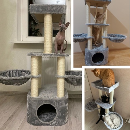 Когтеточка-комплекс 40х40х108 см, серый