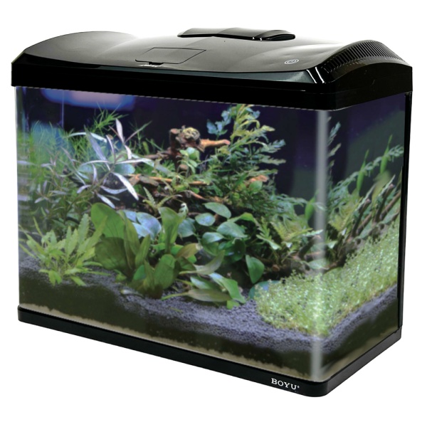 Аквариум с тумбой Boyu EC-600 панорамный, 66 л, с фильтром и LED-лампой, черный