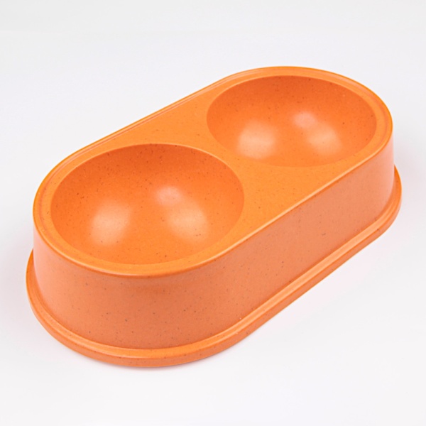Миска двойная, 26.5x15х5.5 см, 290+290 мл, оранжевый