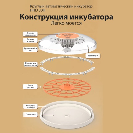 Инкубатор HHD 30H WONEGG автоматический с овоскопом на 30 яиц