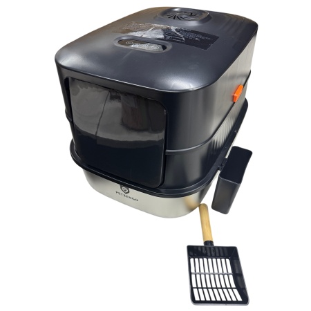 Туалет-домик умный для кошек Petzengo PL-2 60,5х40х39 см с дезодорацией + подставка, нержавеющая сталь​