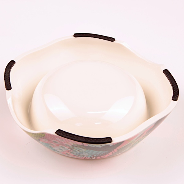 Миска со съемной металлической чашей для собак и кошек,19x14x5.5 см, 420 мл, абстракция