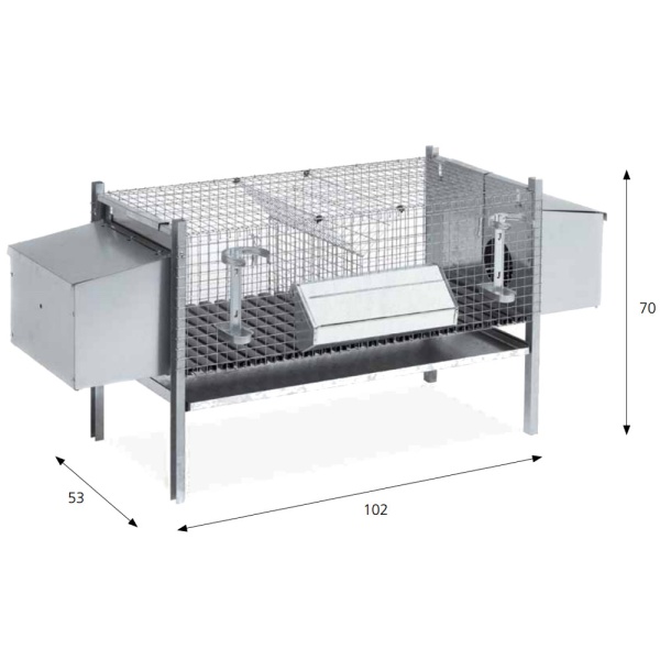 Клетка для кроликов 102 см двухсекционная с гнездами для самок