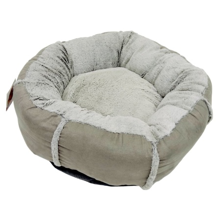 Лежак подушка Pet Choice для собак и кошек, круглый 76х76х15 см, меховой, серый