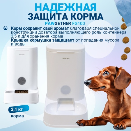 Автоматическая кормушка для собак и кошек Pawgether FG100 дозатор 3,5 л