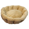 Лежак Pet Choice для собак и кошек, круглый с бортом 60х60х17 см, меховой, коричневый