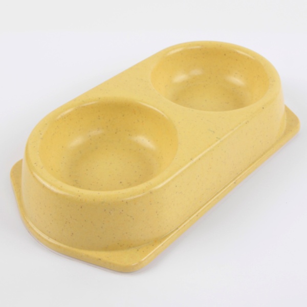 Миска двойная, 25x14x4.5 см, 180+180 мл, желтый