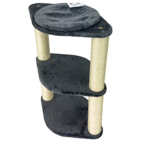 Когтеточка-лежак 3 этажа 46х30х65 см, серый