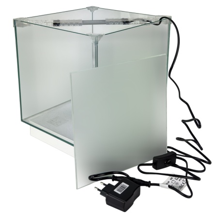 Аквариум Newa Ego LID, EL 20W, 18 л панорамный, LED освещение, белая стеклянная крышка