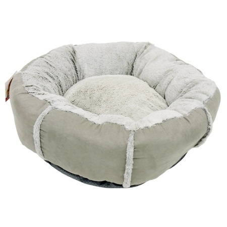 Лежак подушка Pet Choice для собак и кошек, круглый 76х76х15 см, меховой, серый