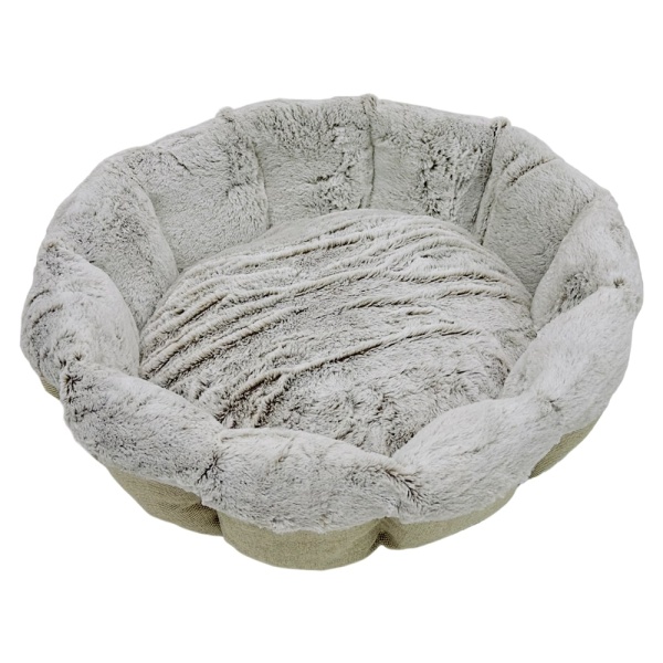 Лежак Pet Choice для собак и кошек, круглый с бортом 50х50х15 см, меховой, серый