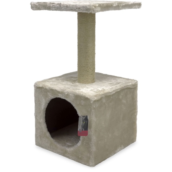 Когтеточка-домик 30х30х57 см, кремовый