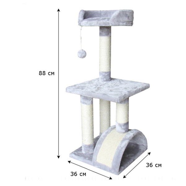 Когтеточка-комплекс 36х36х88 см, светло-серый