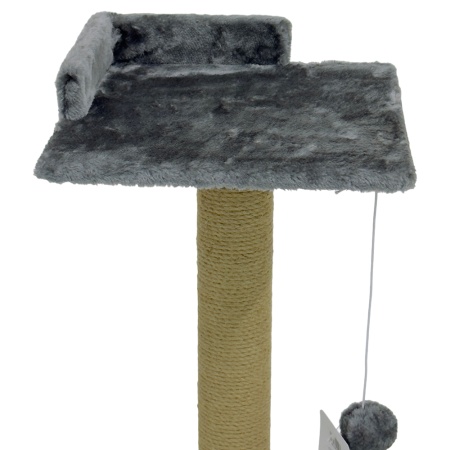 Когтеточка-лежак 35х35х60 см, c игрушкой, темно-серый
