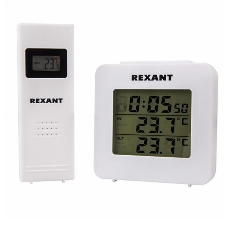 Термометр электронный с часами и беспроводным выносным датчиком REXANT