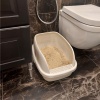 Лоток для кошек с высоким бортом и совком Catidea 51х38х25 см, кремовый​