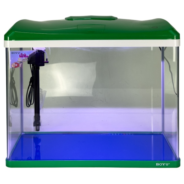 Аквариум Boyu EC-600 панорамный, 66 л, с фильтром и LED-лампой, зеленый