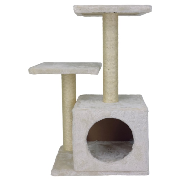 Когтеточка-комплекс с домиком 40х30х67 см, кремовый