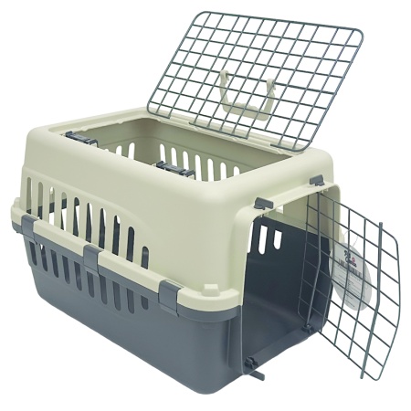 Переноска Safari Range 50х35х32 см для кошек и собак Pet Choice с металлической верхней решеткой, серый​