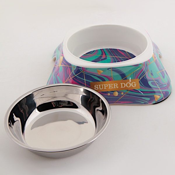 Миска нержавеющая сталь съёмная для собак и кошек, 20x21x6 см, голубой