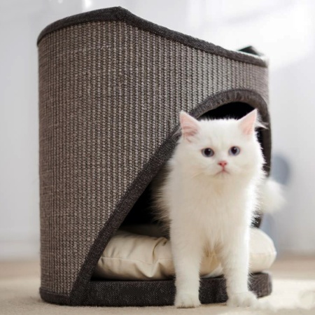 Когтеточка-домик 40х40х45 см, серый