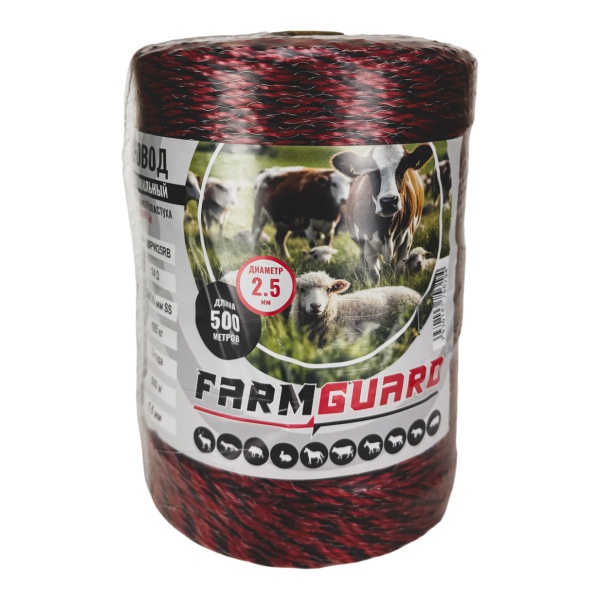 Провод для электропастуха FarmGuard красный с черным 2,5 мм / 500 м / 3х0,16 мм
