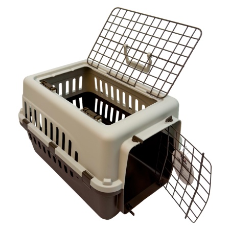 Переноска Safari Range 50х35х32 см для кошек и собак Pet Choice с металлической верхней решеткой, коричневый​