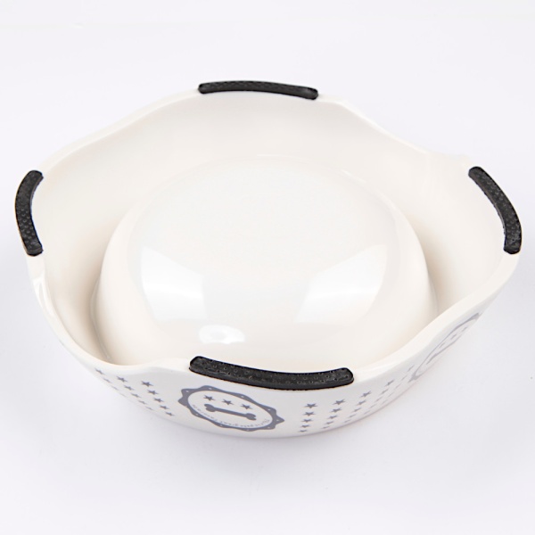 Миска со съемной металлической чашей для собак и кошек,19x14x5.5 см, 420 мл, косточка