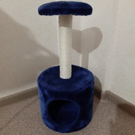 Когтеточка-домик для котят Pet Choice, 26х26х50 см, темно-синий