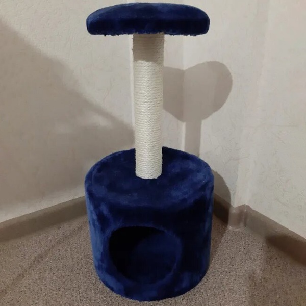 Когтеточка-домик для котят Pet Choice, 26х26х50 см, темно-синий