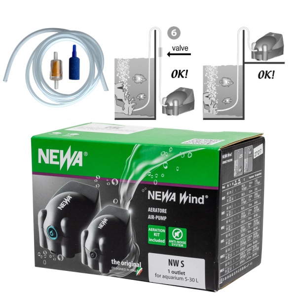 Компрессор аэратор для аквариума Newa Wind NWS на 5-30 л 80 л/ч