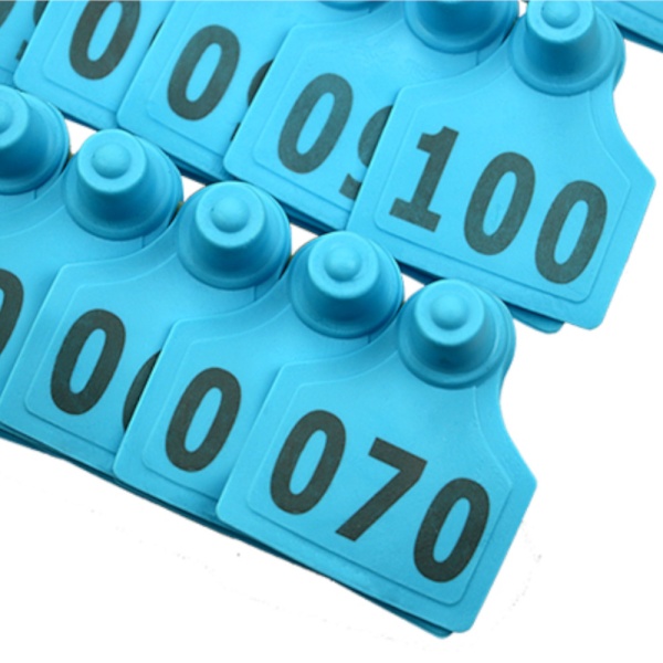 Бирка двойная 75х60 мм с номером, голубая, 50 шт. для КРС, овец, коз и других животных