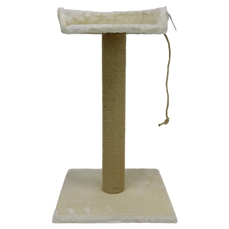 Когтеточка-лежак 40х40х70 см, с канатом, кремовый 