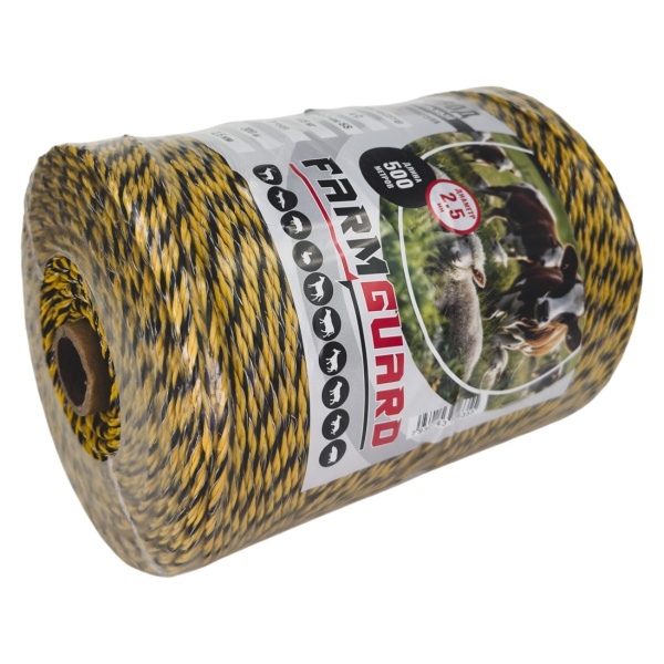 Провод для электропастуха FarmGuard желтый с черным 2,5 мм / 500 м / 6х0,2 мм SS