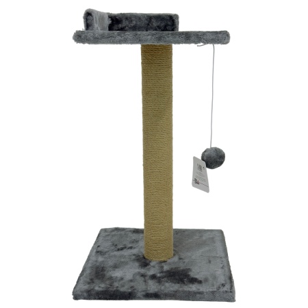 Когтеточка-лежак 35х35х60 см, c игрушкой, темно-серый