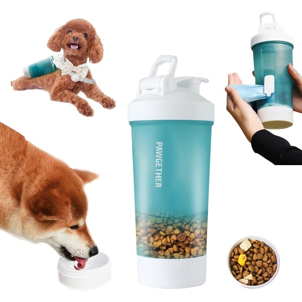 Поилка-кормушка дорожная Pawgether PT1 для собак и кошек, 4 в 1, зеленая