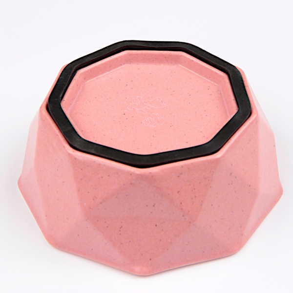 Миска для собак и кошек бамбуковая, 14.4x14.4x5.4 см, 500 мл, розовый